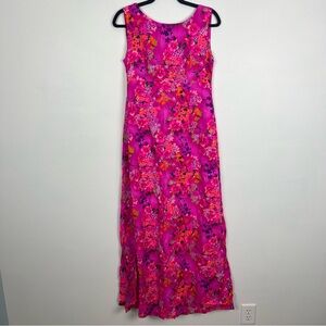 Ui-Maikai Vintage Hawaiian Maxi Dress Pink Empire Waist Sleeveless